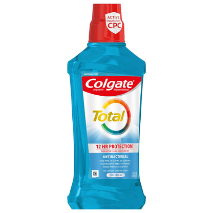 Colgate Total Advanced Pro-Shield Alcohol Free Mouthwash, Antibacterial Formula, Peppermint Blast, 33.8 Ounce