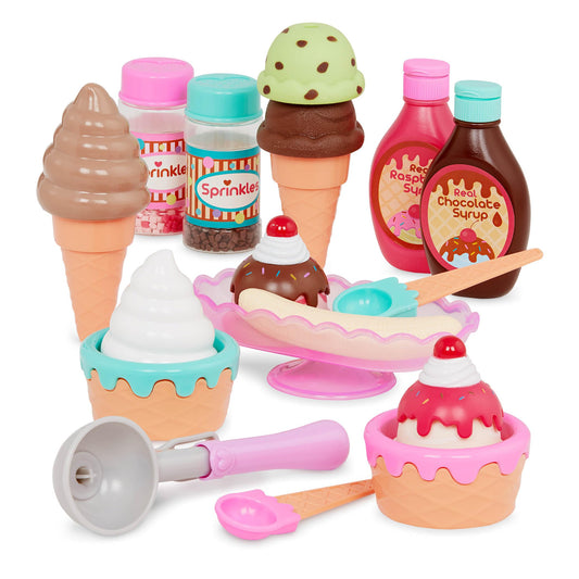 Battat- Play Circle- Toy Food – Ice Cream Set – Kitchen Accessories For Kids- Pretend Play- Sweet Treats Ice Cream Parlour- 3 years + (21 Pcs)