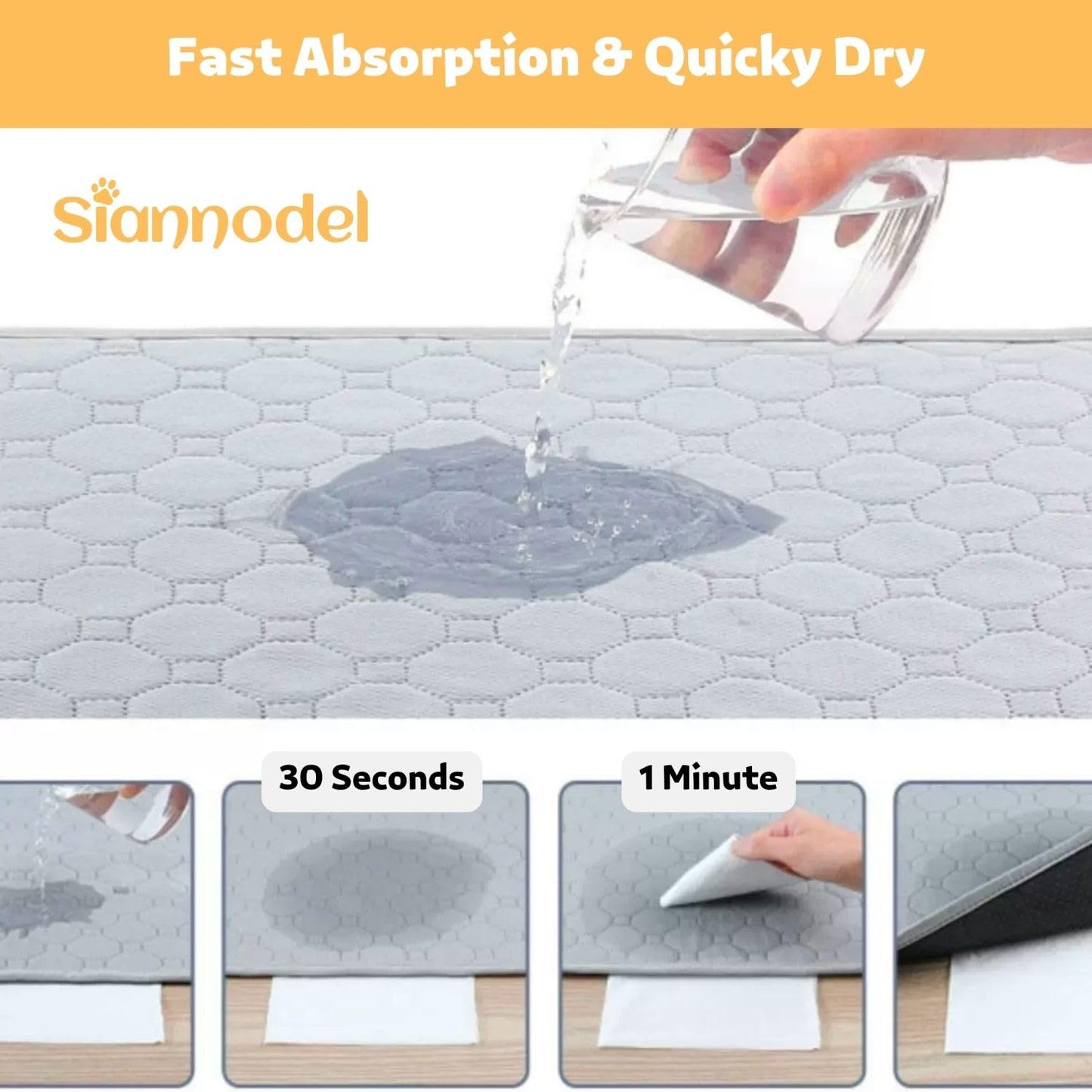 Siannodel Dog Crate Mat Liner, Dual Side for All Season Comfort, Washable & Waterproof Soft Fluffy Puppy Pee Pad for Bedding & Training, Medium - 23x36