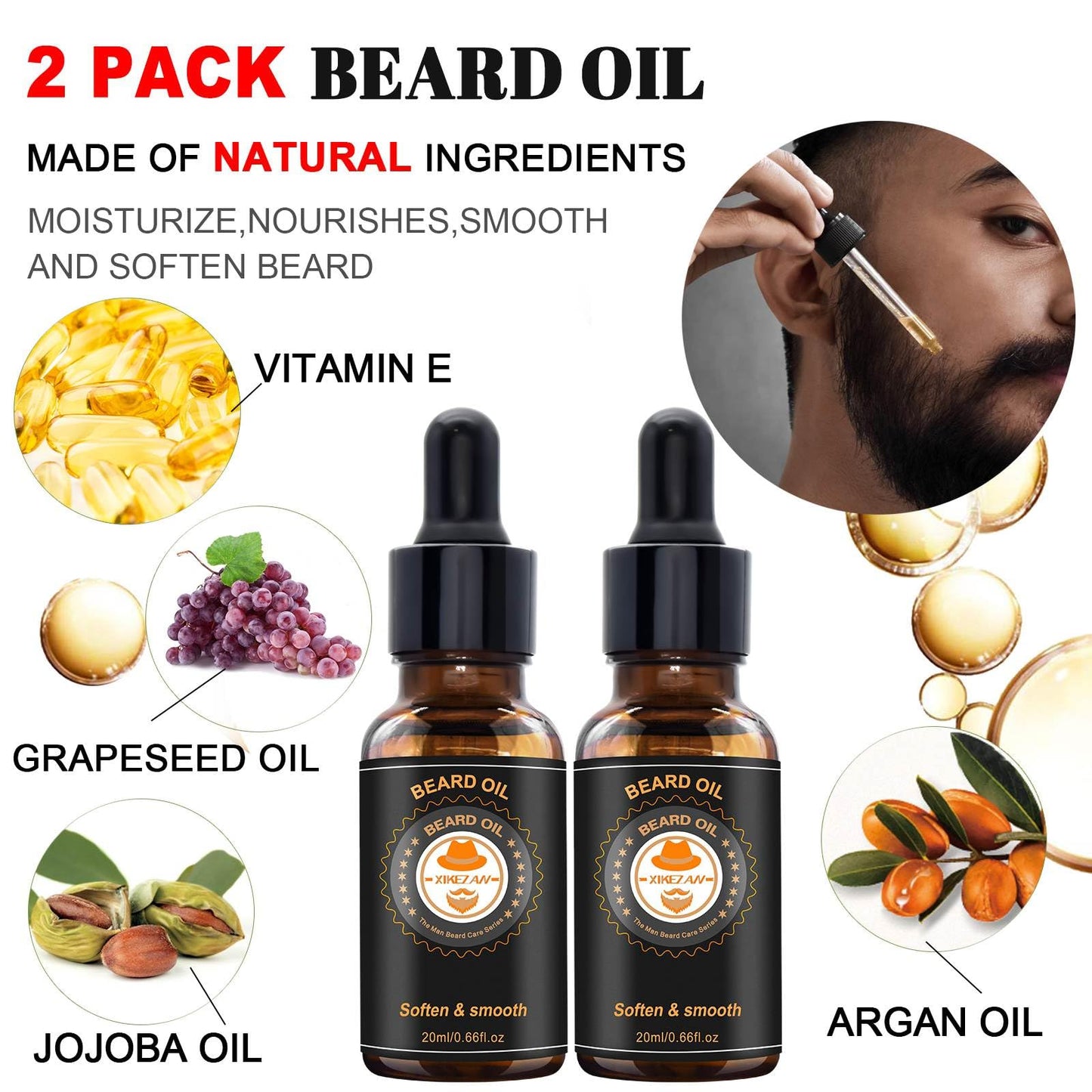 Upgraded Beard Grooming Kit w/Beard Conditioner,Beard Oil,Beard Balm,Beard Brush,Beard Wash,Beard Comb,Beard Scissor,Bag,E-Book,Beard Care Daddy Gifts for Men Him Dad Husband Boyfriend