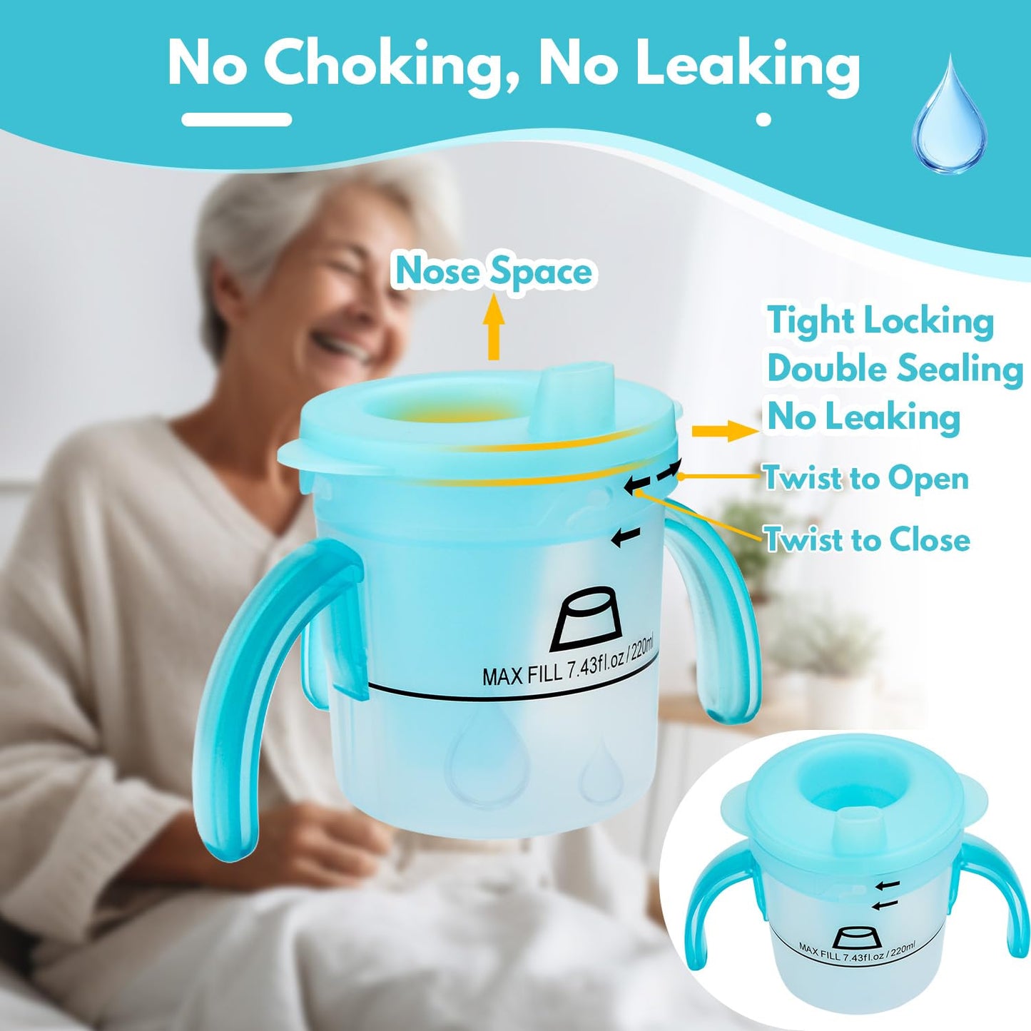 Healvaluefit Dysphagia Cup for Adult, Spill Proof Cup, Choke Proof Cup 5cc 10cc 15cc for Swallowing Problems, Gift Gadgets for Dementia, Parkinson's, Stroke