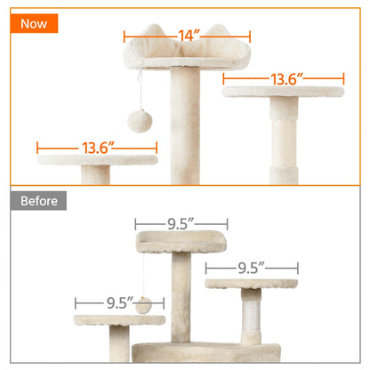 Yaheetech 70in Multi-Level Cat Tree Tall Cat Tower Cat Furniture with Condo, Scratching Posts & Dangling Ball for Indoor Cats Activity Center, Beige