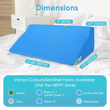 Bed Wedge Pillow For Sleeping Seniors Post Surgery Incline Pillow Bedsore Pressure Relief Cushions For Butt Lifting Patient Turning Triangle Foam Wedges For Bed Positioning Body Back Support (Blue)