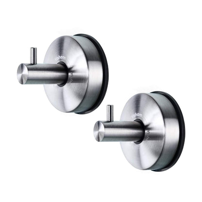 YOHOM Stainless Steel Vacuum Suction Cup Bathroom Shower Holders - Removable Towel Rack, Bathrobe and Loofah Hooks with Brushed Finish