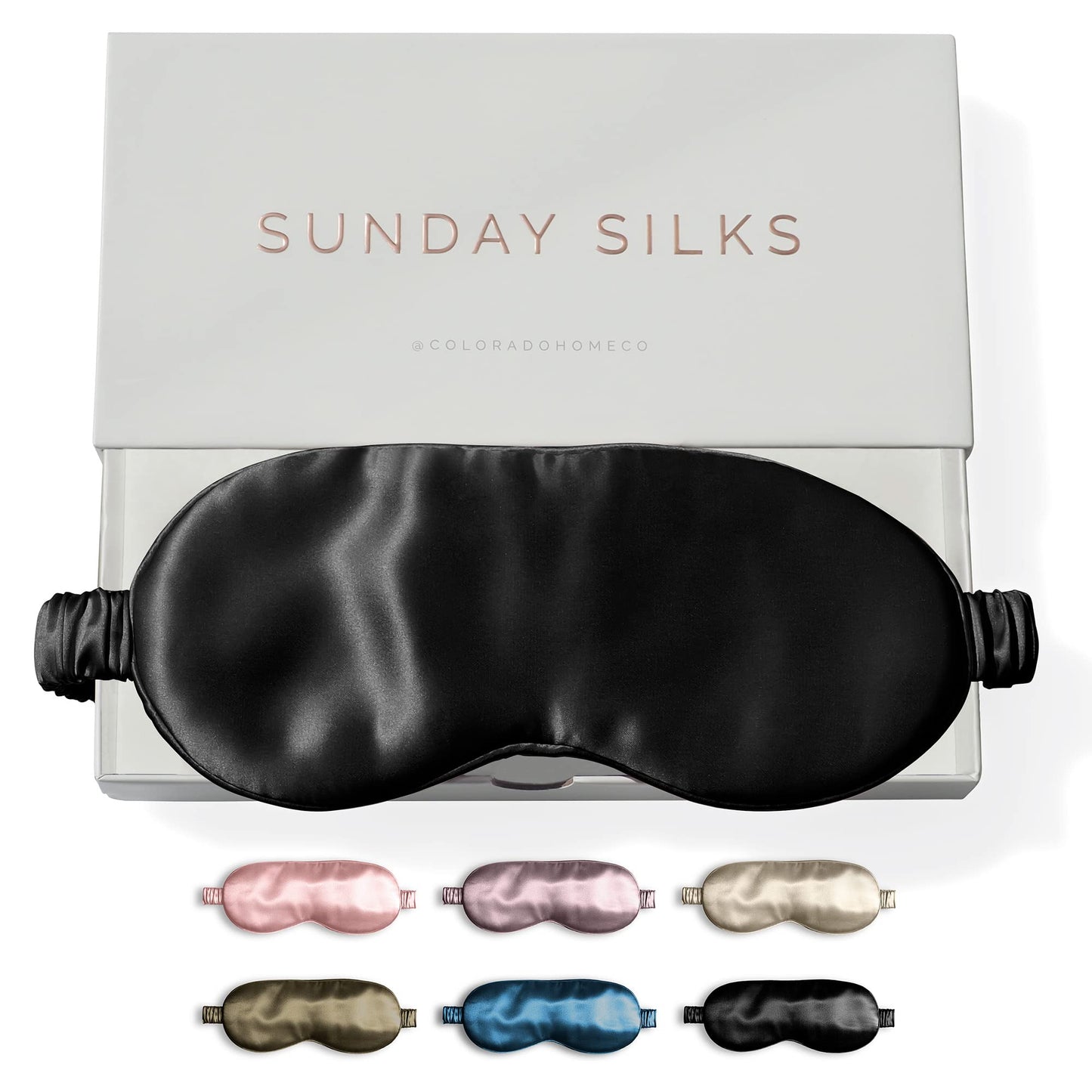 SUNDAYSILKS™ Exclusive Mulberry Silk Sleep Mask | Soft Eye Covers, Blackout Sleeping Mask for Women & Men | Silk Eye Mask for Sleep, Travel, and Relaxation | Antifaz para Dormir [Midnight Black]