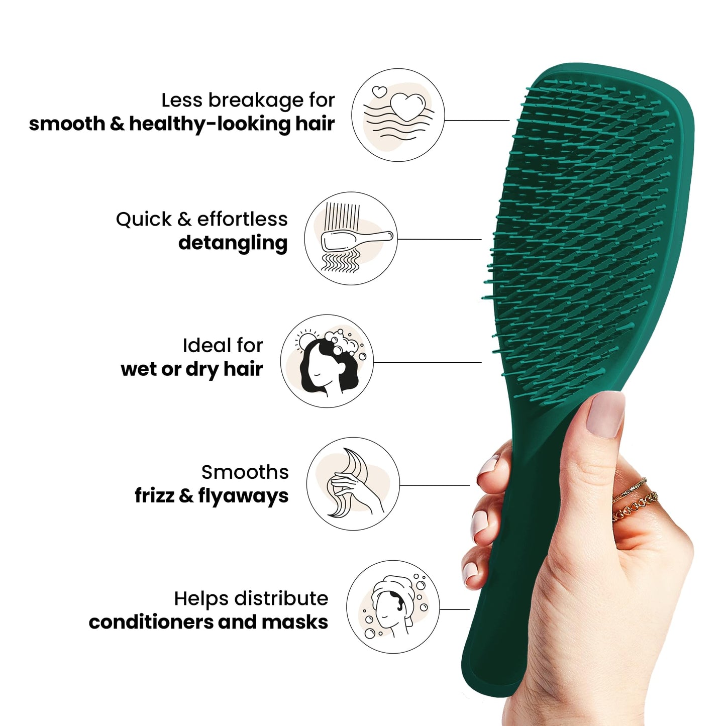 Tangle Teezer Ultimate Detangler Hairbrush for Wet & Dry Hair, Eliminates Knots & Reduces Breakage for All Hair Types, Amazon Exclusive Emerald Green