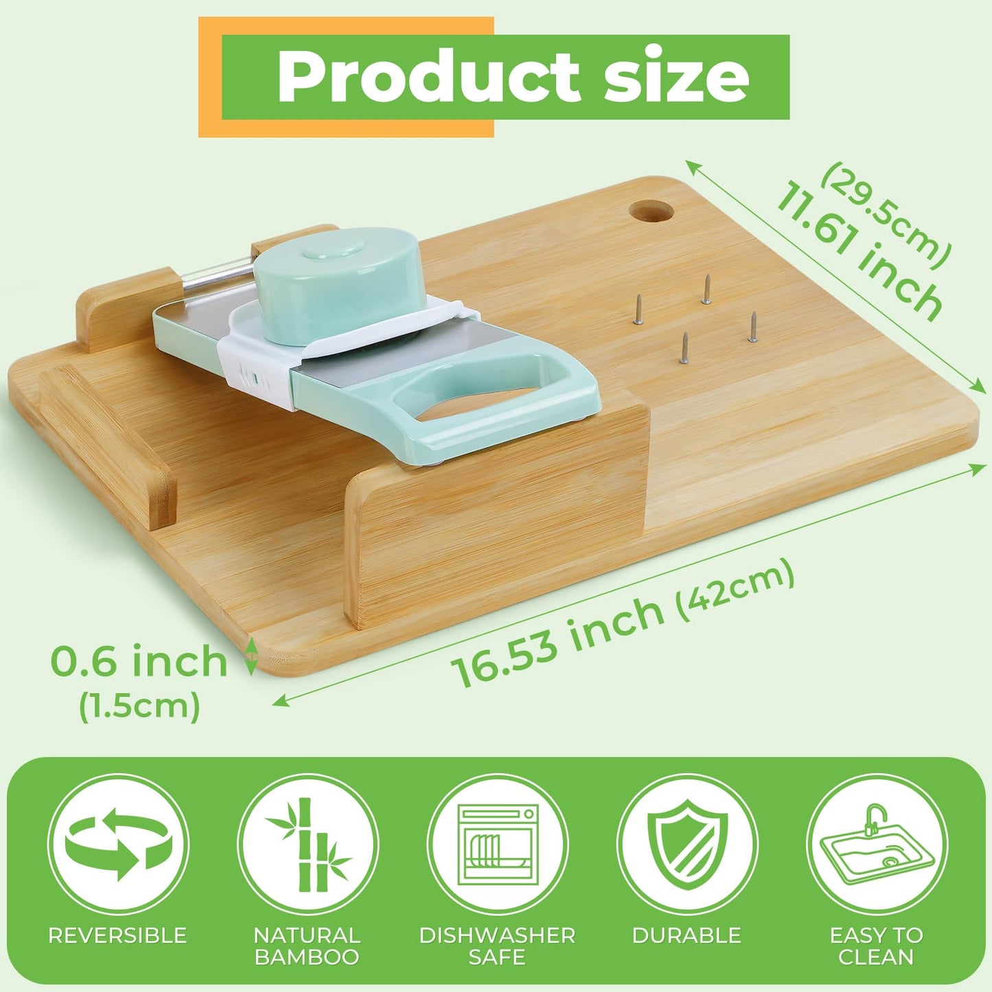 Adaptive One-Handed Cutting Board, Handicap Kitchen Tools with Bread Stops and Steel Spikes, Easy to Clean, Ideal Gifts for Senior Citizens, Stroke Survivors and Amputees