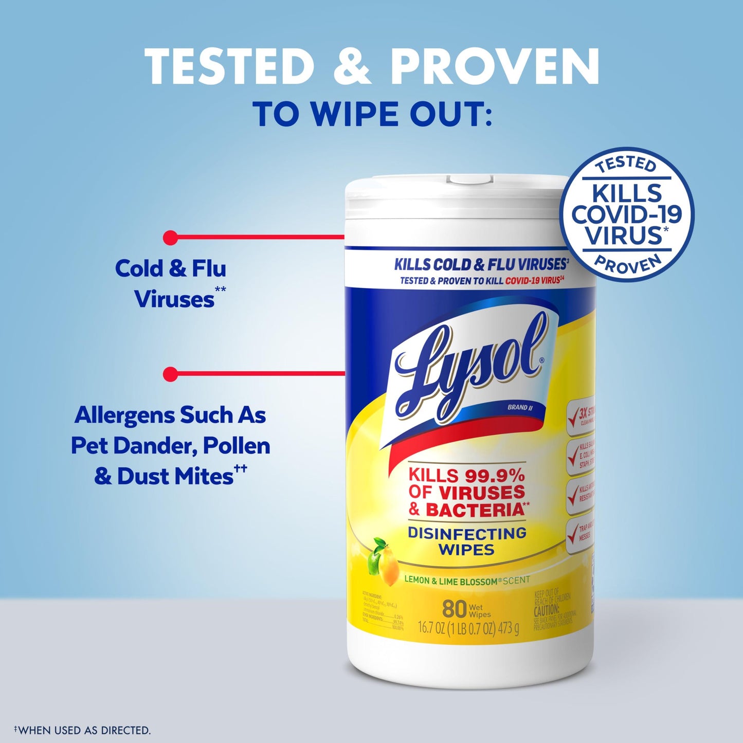 Lysol Disinfectant Wipes, Multi-Surface Antibacterial Cleaning Wipes, For Disinfecting and Cleaning, Lemon and Lime Blossom, Pack of 4 (Packaging may vary)