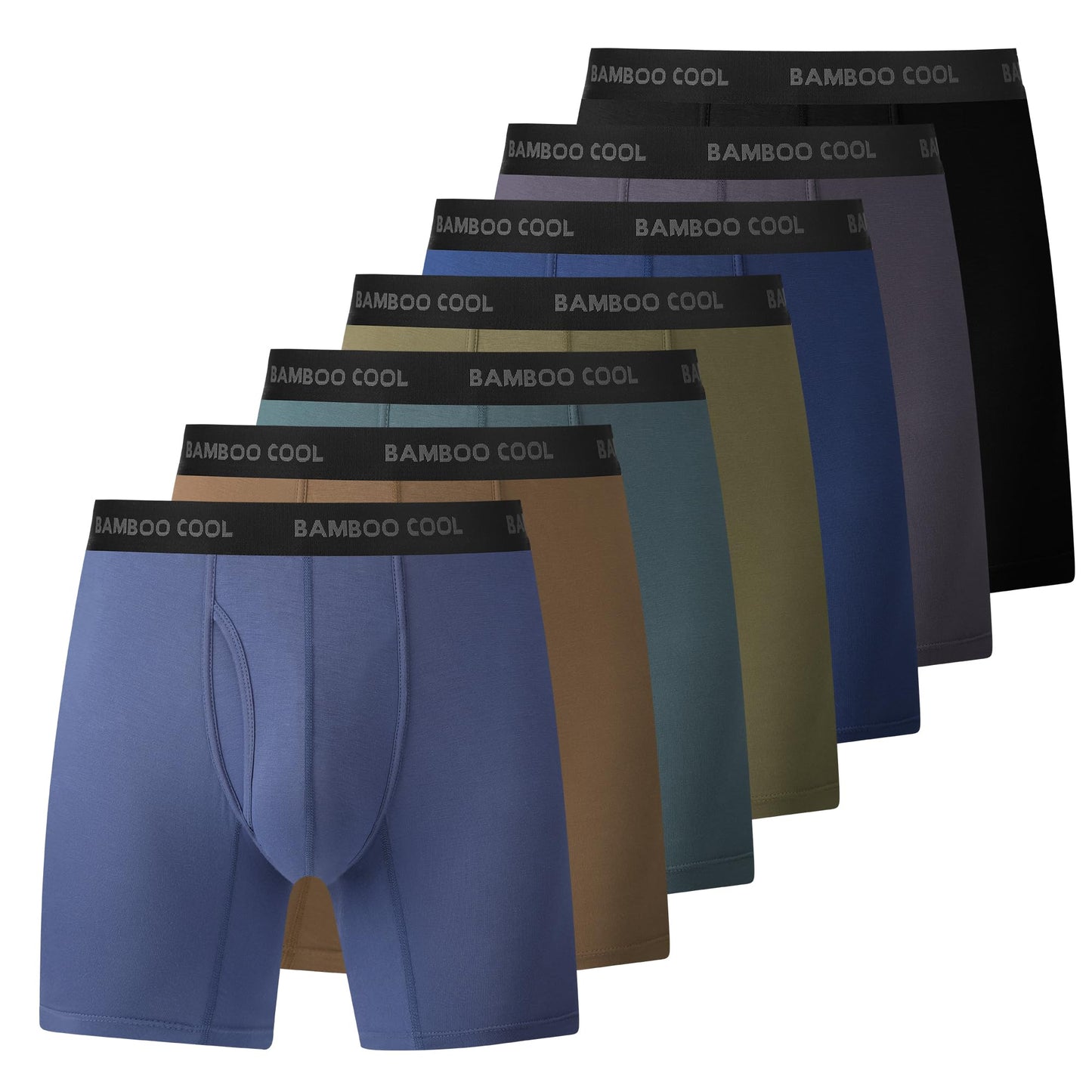 BAMBOO COOL Men’s Underwear Boxer Briefs 7-Pack Breathable and Soft with Fly Underwear for Men