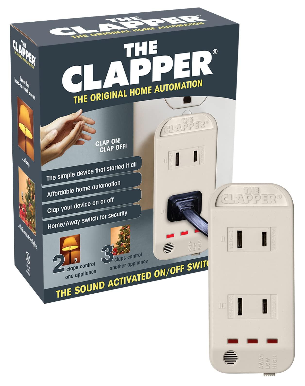 The Clapper, The Original Home Automation Sound Activated Device, On/Off Light Switch, Clap Detection - Kitchen Bedroom TV Appliances - 120v Wall Plug Smart Home Technology, As Seen On TV Home Gift