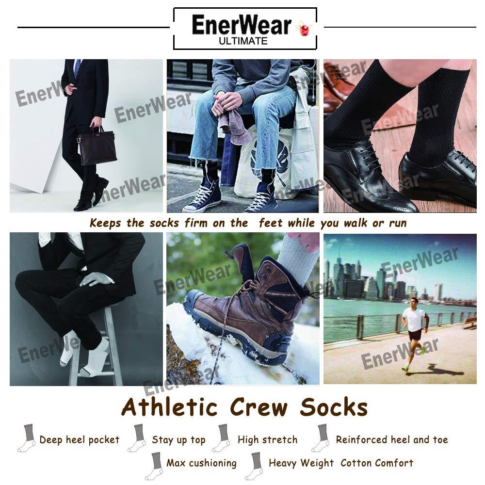 EnerWear 10P Pack Men's Cotton Moisture Wicking Heavy Cushion Crew Socks (10-13/shoe size 6-12 (10 Pair), Black)