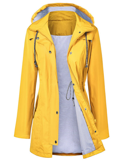 LOMON Raincoat for Women Travel Raincoat Women Hoody Spring Water Resistant waterproof shell All Weather Rain Coat Yellow S