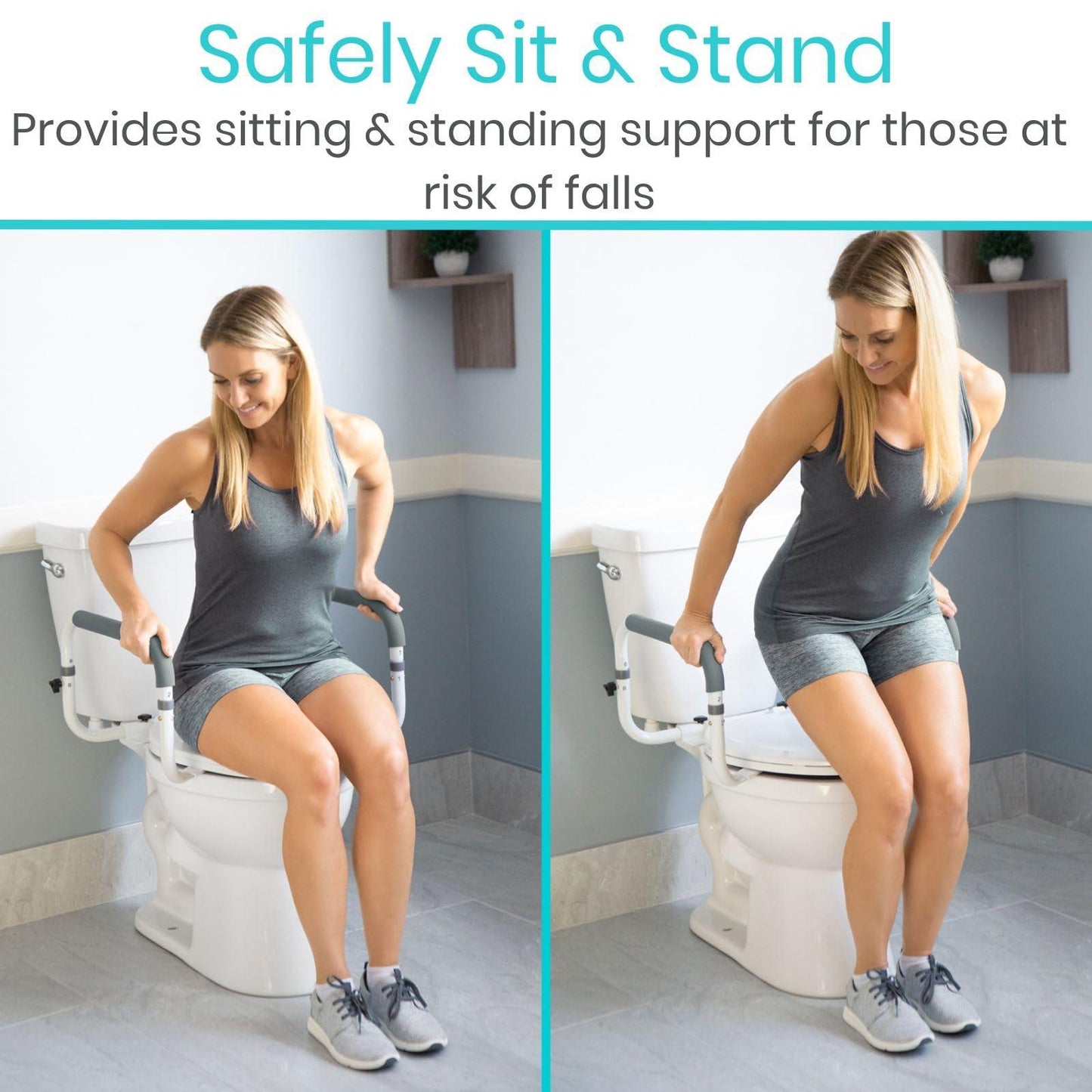 Vive Toilet Safety Rail for Seniors (FSA/HSA Eligible) - Toilet Seat with Handles for Elderly & Disabled - Adjustable Toilet Safety Frame with Arms - Toilet Grab Bar Hand Rail Assist Device (300 lb)