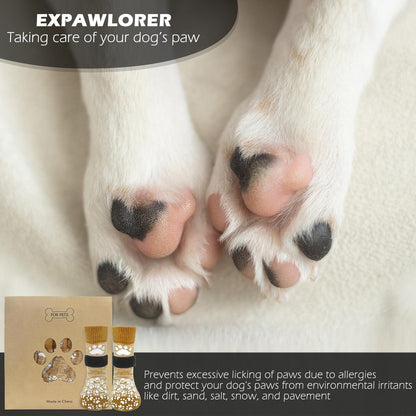 EXPAWLORER Anti Slip Dog Socks to Prevent Licking Paws, Dog Shoes for Hot Pavement, Dog Booties for Small Medium Large Senior Dogs, Traction Control Dog Boots & Paw Protectors for Hardwood Floors