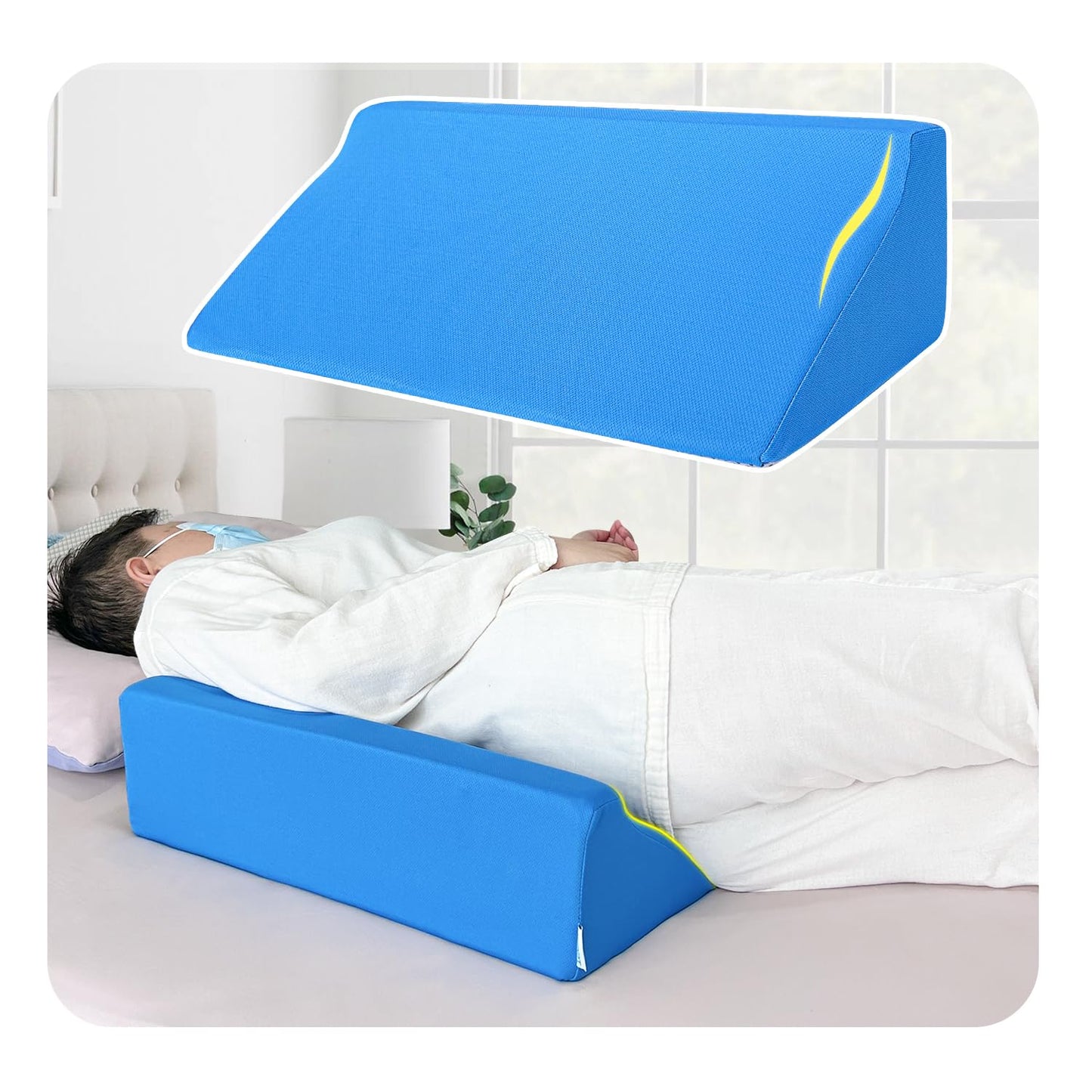 Bed Wedge Pillow For Sleeping Seniors Post Surgery Incline Pillow Bedsore Pressure Relief Cushions For Butt Lifting Patient Turning Triangle Foam Wedges For Bed Positioning Body Back Support (Blue)