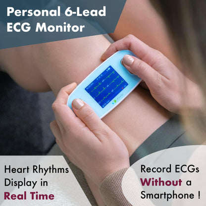 EMAY 6L Portable ECG Monitor | Record ECG and Heart Rate in 6 Channels | Compatible with Smartphone and PC | No Subscription Required