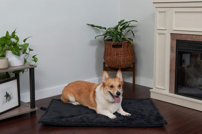 Furhaven ThermaNAP Self-Warming Cat Bed for Indoor Cats & Small Dogs, Washable & Reflects Body Heat - Quilted Faux Fur Reflective Bed Mat - Black, Small