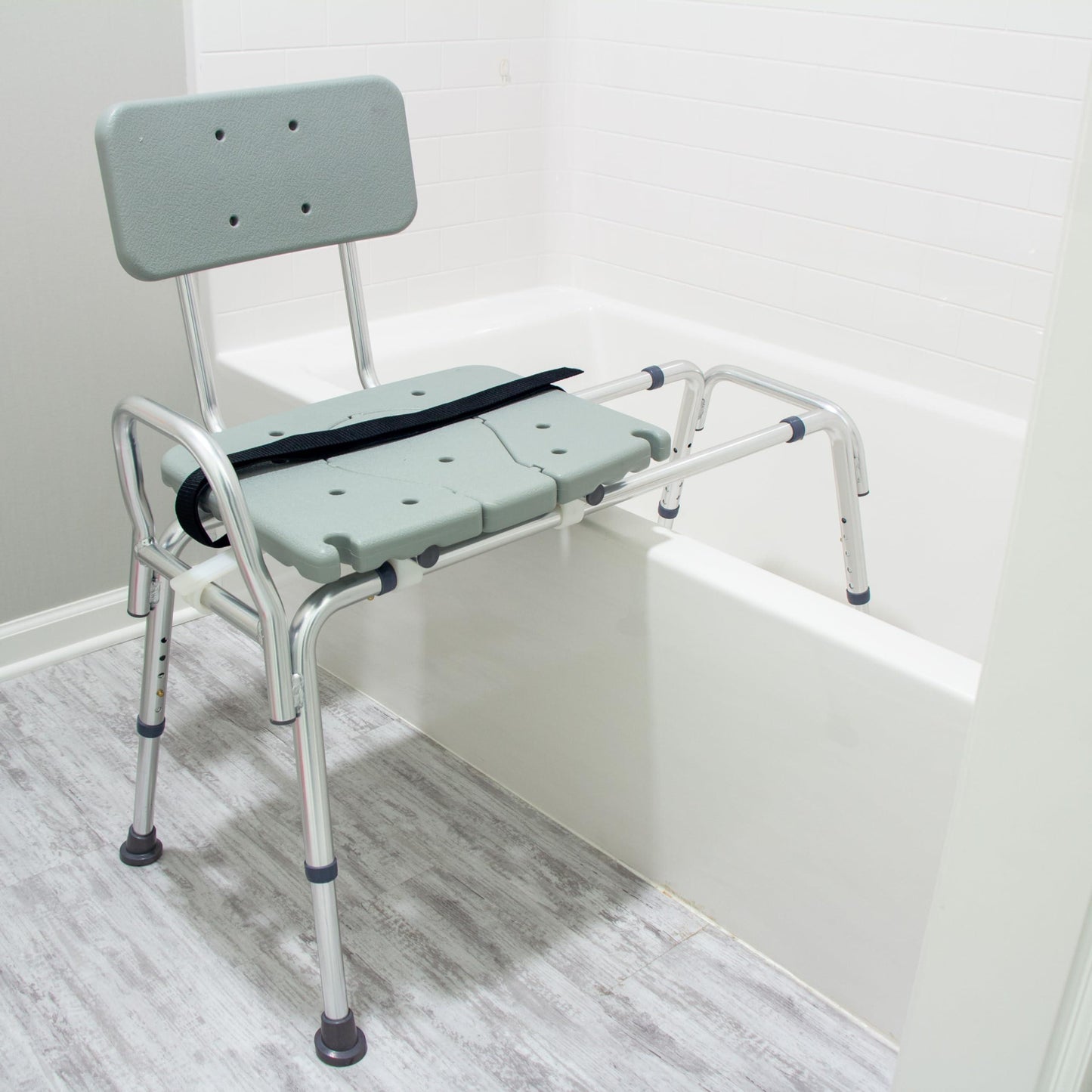 DMI Tub Transfer Bench and Shower Chair with Non Slip Aluminum Body, FSA Eligible, Adjustable Seat Height and Cut Out Access, Holds Weight up to 400 Lbs, Bath and Shower Safety, Transfer Bench