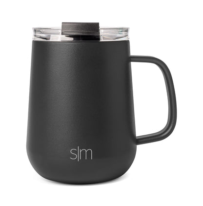 Simple Modern Travel Coffee Mug with Lid and Handle | Reusable Insulated Stainless Steel Coffee Tumbler Tea Cup | Gifts for Women Men Him Her | Voyager Collection | 12oz | Midnight Black