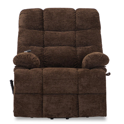 Irene House Big Man Power Lay Flat Lift Recliner Extra Large Oversized Wide Heat Massage Dual Motor Recliners for Elderly Overstuffed Electric Chairs,9205(Chenille Brown)