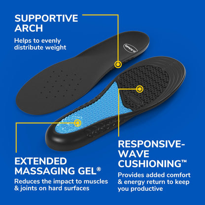 Work All-Day Superior Comfort Insoles (with) Massaging Gel, Women, 1 Pair, Trim to Fit