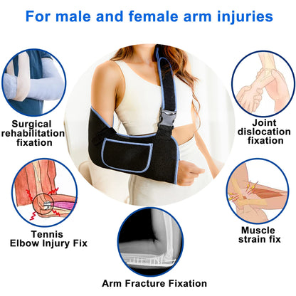 VISKONDA Arm Sling Shoulder Immobilizer - Rotator Cuff Support Brace - Comfortable Medical Sling for Shoulder Injury,Left and Right Arm,Men and Women,for Broken,Dislocated,Fracture,Strain (Medium)