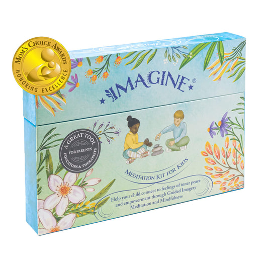 Imagine Meditation Kit for Kids - Award-Winning Mindfulness kit of XL Cards with Calming Guided Meditations for Empowerment, Focus and Relaxation. Great for Parents, Teachers and Therapists.