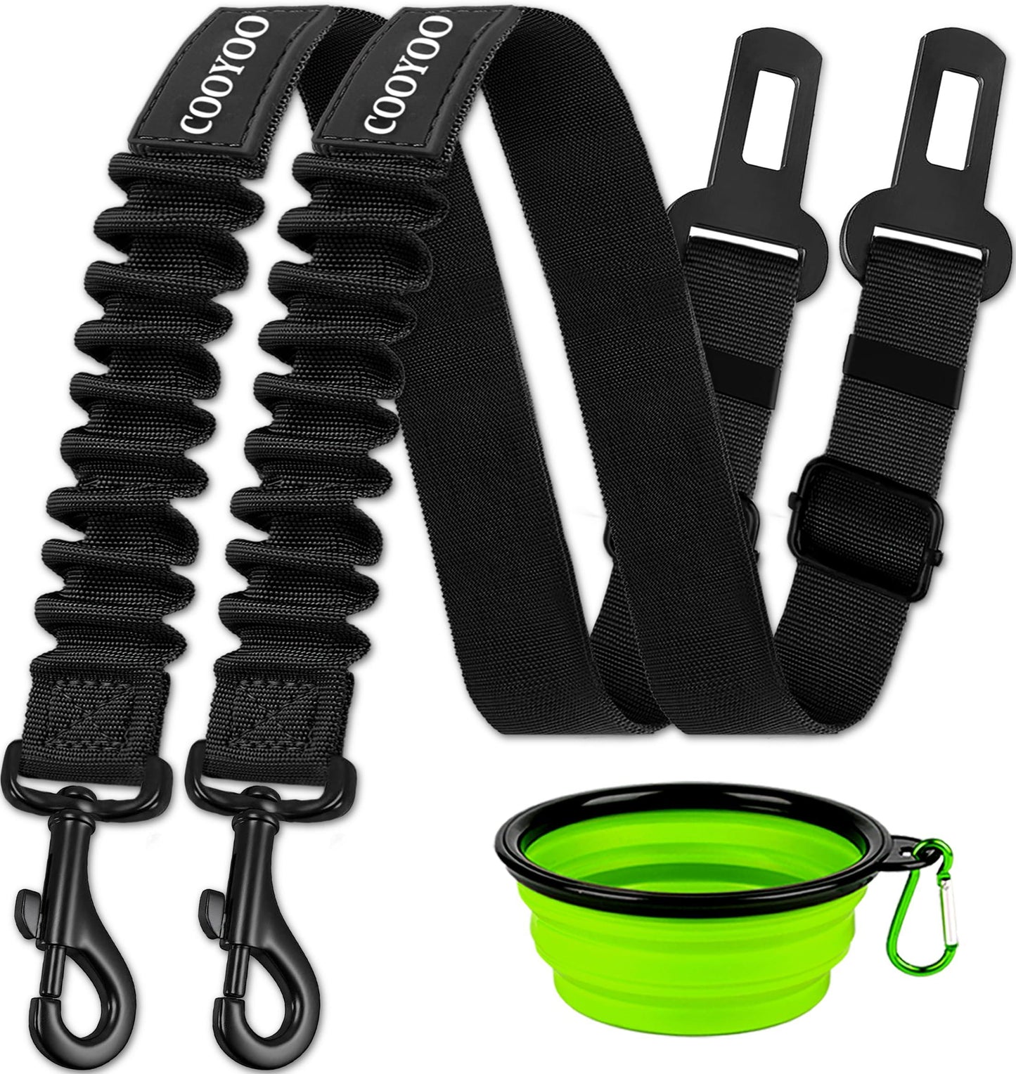 COOYOO Dog Seat Belt,3 Piece Set Retractable Dog Car Harness Adjustable Dog Seat Belt for Vehicle Nylon Pet Safety Seat Belts Heavy Duty & Elastic