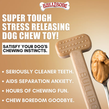 Bullibone Nylon Dog Chew Toy Nylon Bone - Improves Dental Hygiene, Easy to Grip Bottom, and Permeated with Flavor (Peanut Butter, Large - 2 Pack)