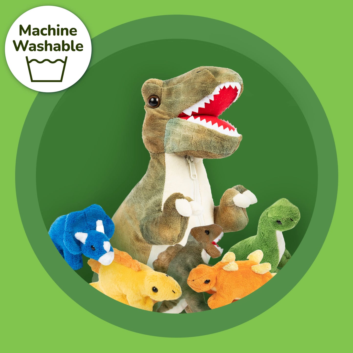 PREXTEX Dinosaur Stuffed Animal Set - 15-Inch T-Rex with 5 Prehistoric Plush Dinosaur Zipped Inside - Dinosaur Toys and Dinosaur Plushies for Imaginative Play - Thoughtful Gift for Kids Aged 3 and Up