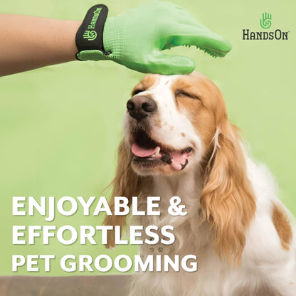 H HANDSON Pet Grooming Gloves - Patented #1 Ranked, Award Winning Shedding, Bathing, & Hair Remover Gloves - Gentle Brush for Cats, Dogs, and Horses (Grey, Medium)