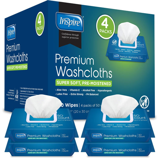 Inspire Adult Wet Wipes, Adult Wash Cloths, Adult Wipes for Incontinence & Cleansing for Elderly, 8"x12" (200 count)