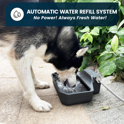 Automatic Dog Water Dispenser, 1 Gallon Dog Water Bowl for Outdoor, Extra Large Waterer for Pets, Water Feeder for Livestock, Food Grade Material, Fit 3/4" Garden Faucet, Easy to Clean, Gray