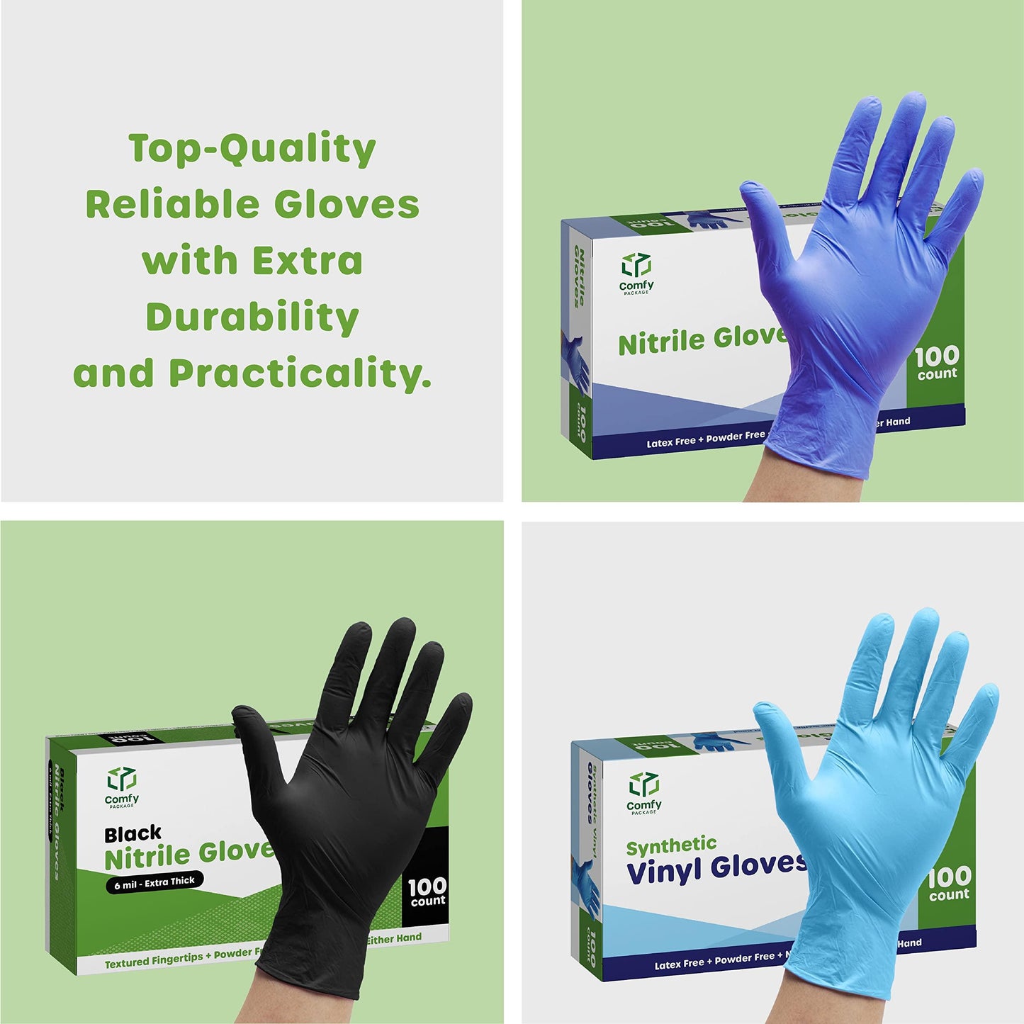 Comfy Package [100 Count Disposable Vinyl Gloves, Powder Free, Latex Free, Clear Gloves for Cooking and cleaning - Small