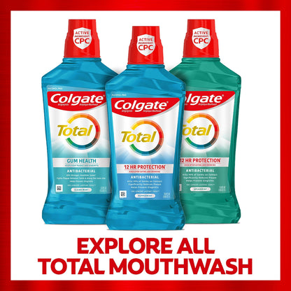 Colgate Total Advanced Pro-Shield Alcohol Free Mouthwash, Antibacterial Formula, Peppermint Blast, 33.8 Ounce