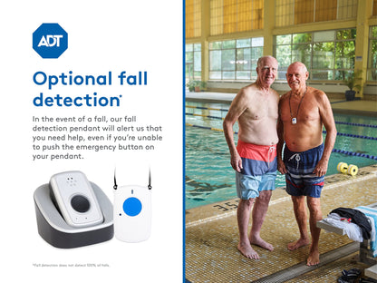 ADT - On-The-Go Mobile Medical Alert System for Seniors - GPS Capabilities, Included Waterproof Wearable Panic Button, 24/7 U.S. Based Monitoring (Fall Detection Pendant)