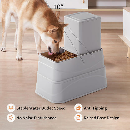 Automatic Dogs Food and Water Dispenser - Stainless Steel Elevated Large Dog Feeder and Water Bowl Dispenser Self Feeding Dog Food Dispenser for Dogs Cats Pets Animals Large Capacity(3.8L)