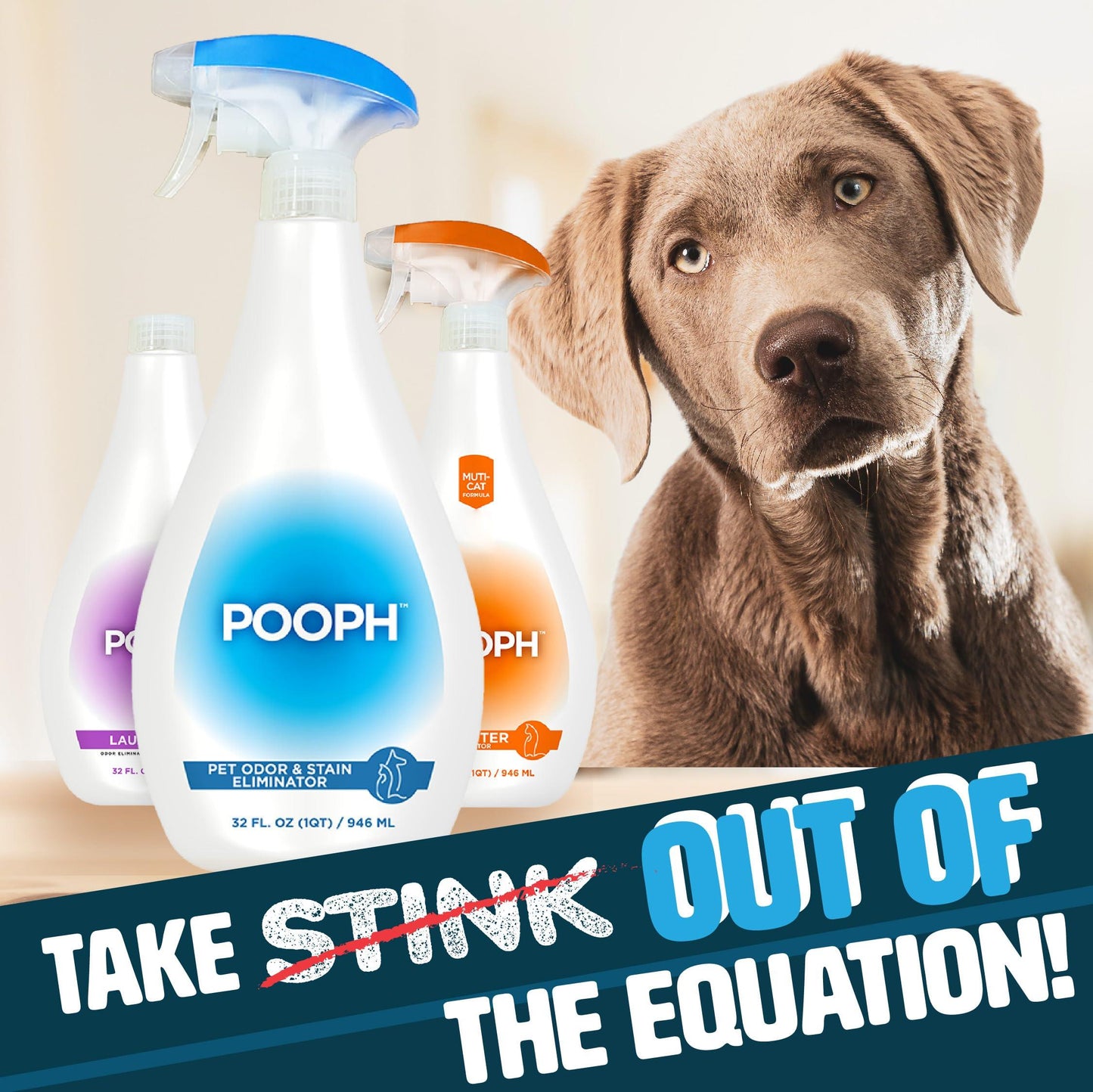 Pooph Pet Odor Eliminator, 32oz Spray - Dismantles Odors on a Molecular Basis, Dogs, Cats, Freshener, Urine, Poop, Pee, Deodorizer, Natures, Puppy, Fresh, Clean, Furniture, Potty, Safe