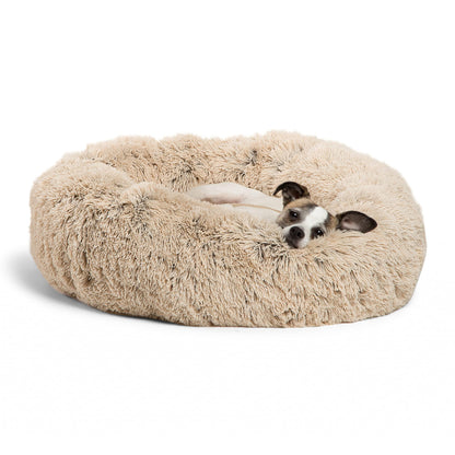 Best Friends by Sheri The Original Calming Donut Dog and Cat Bed in Shag Fur, Taupe, Small, 23x23