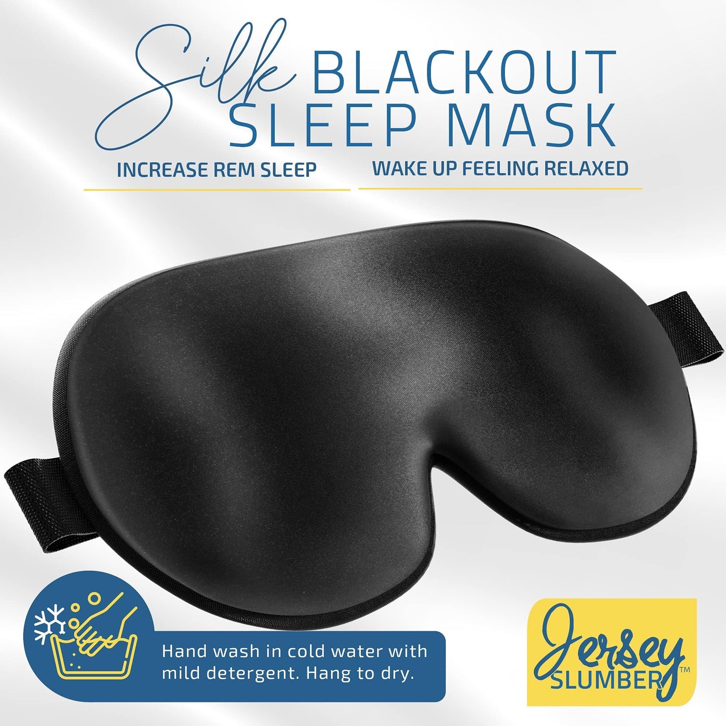 100% Silk Sleep Mask For A Full Night's Sleep | Comfortable & Super Soft Eye Mask With Adjustable Strap | Works With Every Nap Position | Best Sleeping Aid/Blindfold/Gift, Blocks Light Jersey Slumber