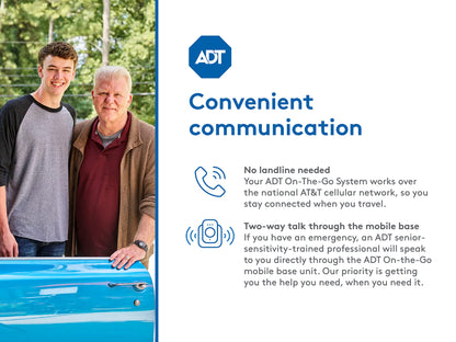 ADT - On-The-Go Mobile Medical Alert System for Seniors - GPS Capabilities, Included Waterproof Wearable Panic Button, 24/7 U.S. Based Monitoring (Fall Detection Pendant)