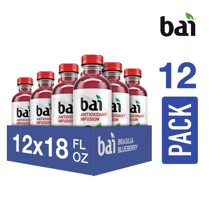 Bai Flavored Water, Brasilia Blueberry, Antioxidant Infused Drinks, 18 Fluid Ounce Bottle (Pack of 12)