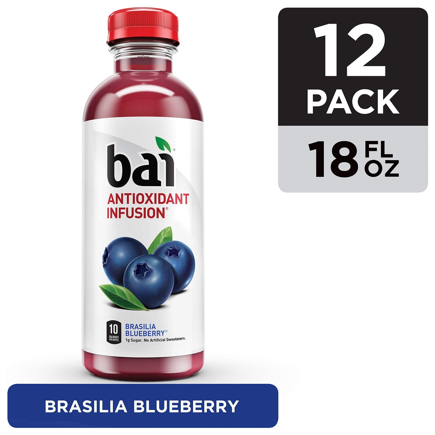 Bai Flavored Water, Brasilia Blueberry, Antioxidant Infused Drinks, 18 Fluid Ounce Bottle (Pack of 12)