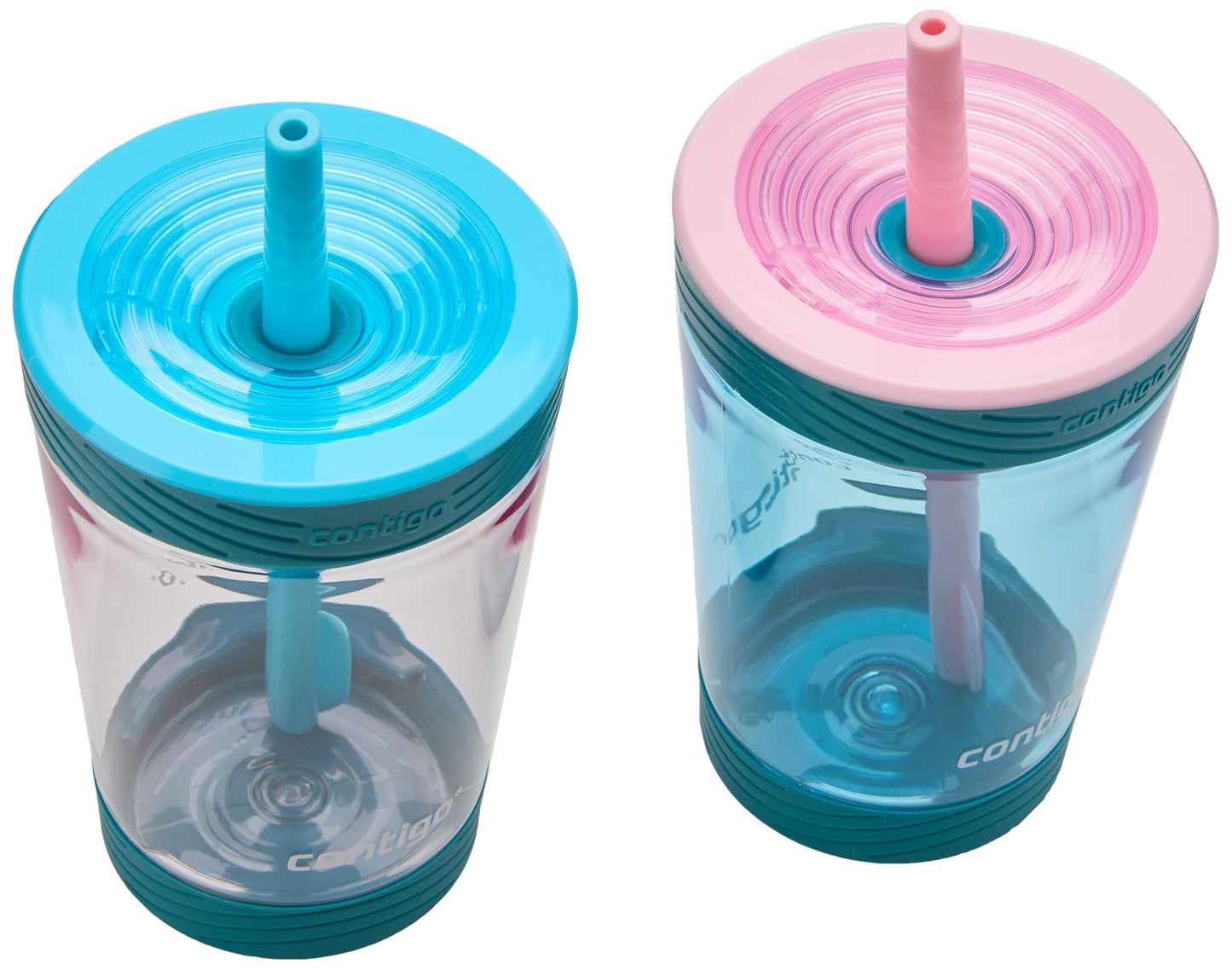 Contigo Kids Spill-Proof 14oz Tumbler with Straw and BPA-Free Plastic, Fits Most Cup Holders and Dishwasher Safe, 2-Pack Strawberry Cream & Blue Raspberry