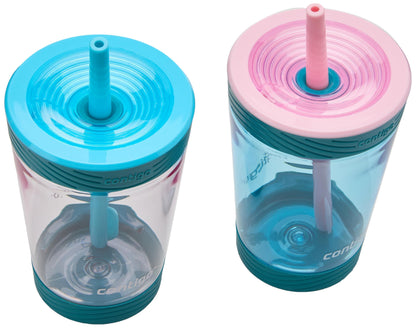 Contigo Kids Spill-Proof 14oz Tumbler with Straw and BPA-Free Plastic, Fits Most Cup Holders and Dishwasher Safe, 2-Pack Strawberry Cream & Blue Raspberry