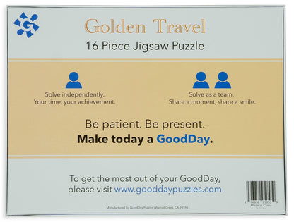 GoodDay Puzzles 16 Large Piece Jigsaw 'Golden Travel' | Dementia/Alzheimer's Activities for Seniors | Easy Puzzle for Adults | Gifts for The Elderly