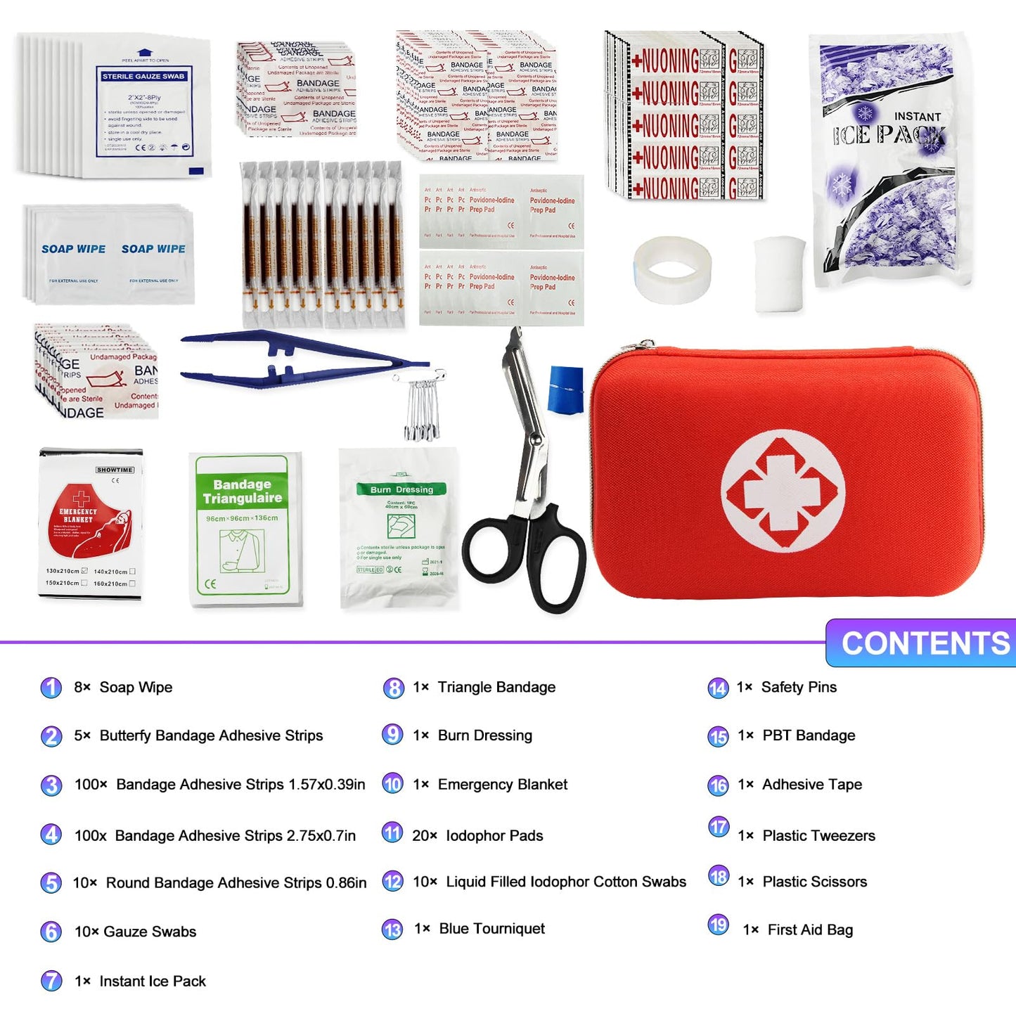 Car First Aid Kits 275Pcs Survival Gear Home Travel Size Small Emergency Kit Tactical Hiking EVA Camping Essentials Backpack Sports Office Boat Urgent Accident