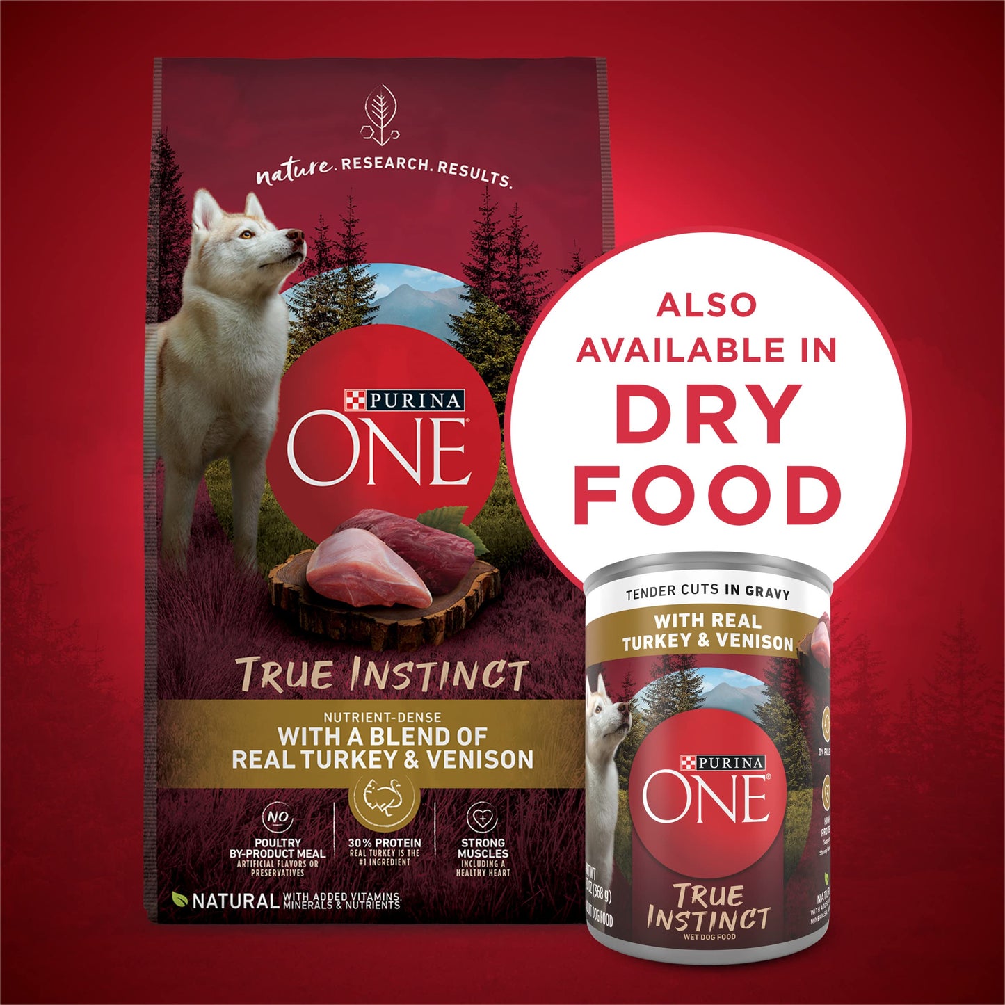 Purina ONE True Instinct Tender Cuts in Gravy With Real Turkey and Venison, and With Real Chicken and Duck High Protein Wet Dog Food Variety Pack - (Pack of 12) 13 oz. Cans