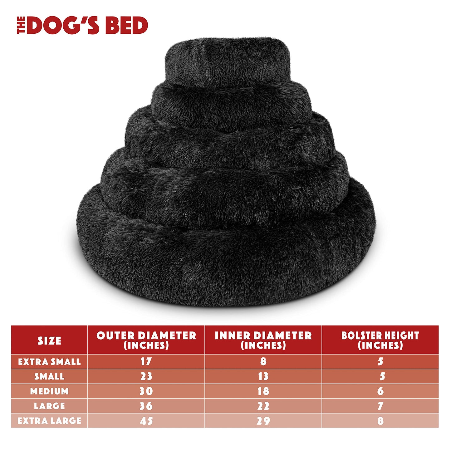 The Dog’s Bed Sound Sleep Original Calming Dog & Cat Bed, Anti-Anxiety Plush Faux Fur Donut Nest Snuggler, with Removable Cover