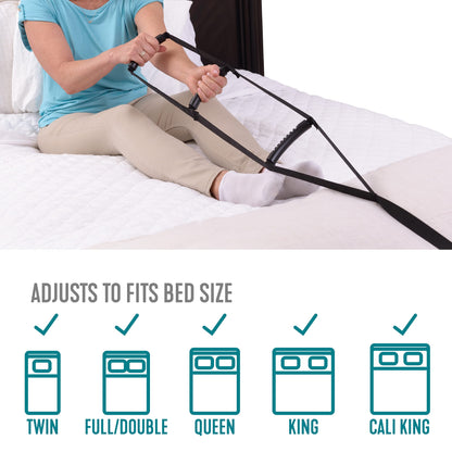 Stander BedCaddie, Pull Up Assist Bed Ladder with Non-Slip Handles for Adults, Seniors, and Elderly, Adjustable Length Bed Lift, Sit Up Helper Bed Assistance, Mobility Aid for Handicapped and Injured